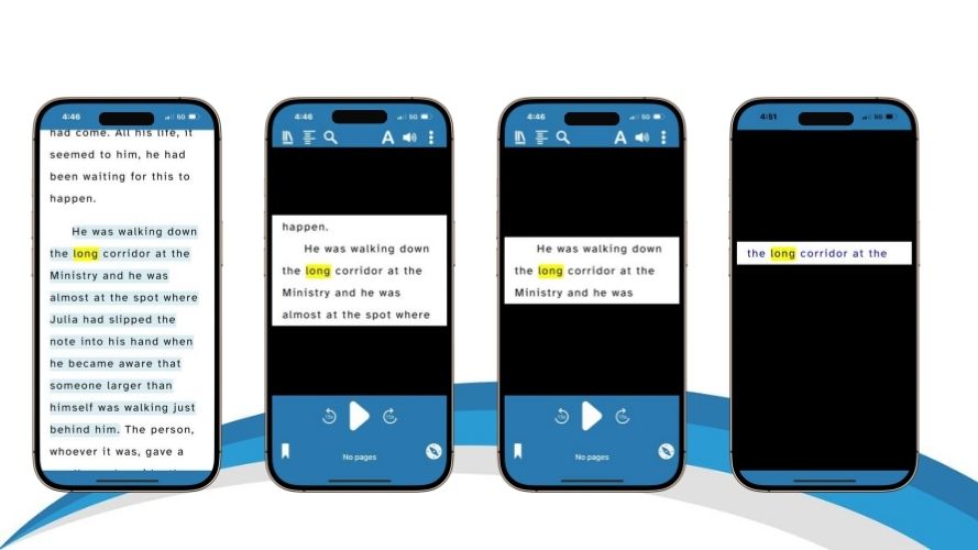 EasyReader on iphone showing the different number of line views